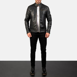 Chaqueta de moto de cuero PU para hombre, abrigo de motorista ajustado con logotipo personalizado disponible, chaquetas de calle de moda - Product Image 1