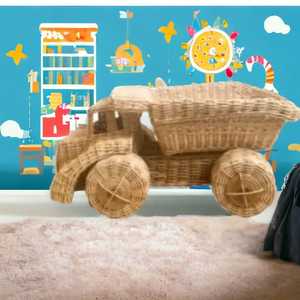 Prix de gros Rotin Camper Van Rotin Jouets Voiture Durable Eco Friendly Toy Enfants Toddler Pretend Play Nursery Room Decoration - Product Image 1