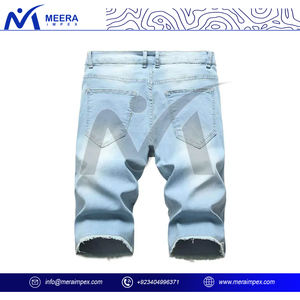 Men's Classic Fit Denim Shorts with Rolled Hem, Distressed <b>Details</b>, and Soft Fabric - a Perfect Blend of Style and Comfort - Product Image 3