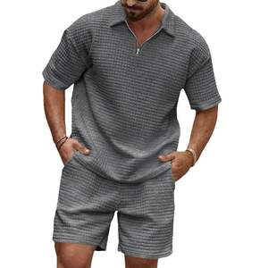 Tenue de sport printemps et été pour hommes Short à manches courtes à carreaux respirant pour les jeunes avec revers Tendances Vêtements - Product Image 2