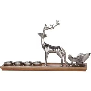 Nouveau support de bougie chauffe-plat décoratif de conception antique moderne avec base en métal et en bois de qualité supérieure pour ornements d'arbre de Noël - Product Image 5