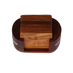 Posavasos de madera para ollas calientes, hogar, cocina, mesa de comedor, juego de oficina de 4 posavasos de té con soporte, posavasos de madera de nogal personalizados - Product Image 1