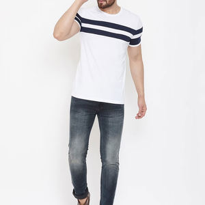 Venta al por mayor de algodón orgánico de fibra de bambú de talla grande para hombre 2024 Camisetas cuello cómodo transpirable ecológico tela de lona en blanco - Product Image 6