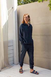 Alta calidad logotipo personalizado hombres 100% algodón invierno transpirable ecológico de gran tamaño Sudadera con capucha hombro caído pantalón traje Casual - Product Image 5