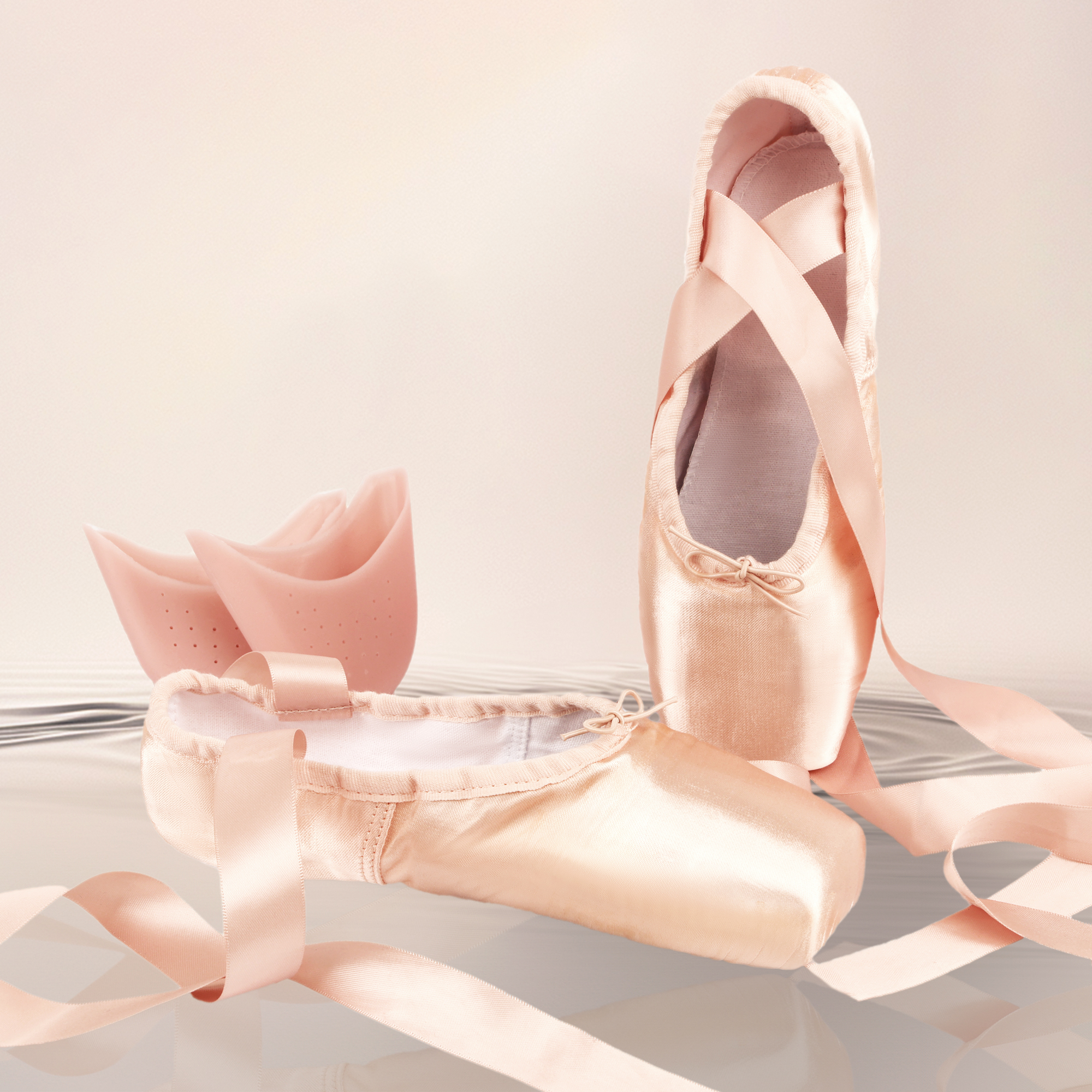 Power Punch Ballet Pointe Dance Shoes Rose Gold Satin with Cotton Lining Genuine