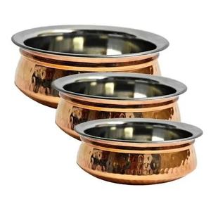 Ollas Hyderabadi de Cobre Martillado, Utensilios de Cocina de Metal Duraderos y Ecológicos con Mango de Acero Inoxidable, Certificados - Product Image 2