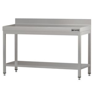 Commercial <b>Stainless</b> <b>Steel</b> <b>Table</b> with Upstand ECO - 1400x600mm - with Undershelf - with Rear Upstand - Product Image 4