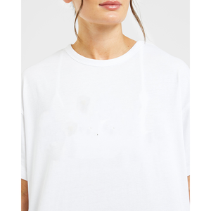 เสื้อยืดโอเวอร์ไซส์สำหรับผู้หญิงผ้าฝ้ายสีขาวเสื้อยืดแขนสั้นนุ่มน้ำหนักเบาและมีสไตล์ใส่เล่นโยคะฟิตเนสลำลอง - Product Image 2