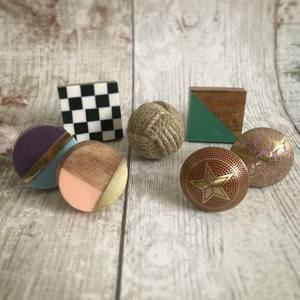 ลูกบิดไม้ดีไซน์สี่เหลี่ยมและทรงกลมทำจากเรซิ่นสำหรับตกแต่งลูกบิดและที่จับสำหรับเฟอร์นิเจอร์ทำด้วยมือ - Product Image 4