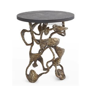 Mesa de bebidas lateral de alambre de hierro dorado para sala de estar, nueva llegada, mesa auxiliar redonda de Metal para hoteles para uso doméstico - Product Image 6