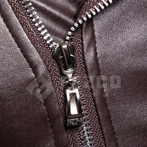 Veste en cuir pour homme de haute qualité avec col montant, tissu en toile imperméable et respirant, design personnalisable - Manches longues pour l'hiver - Product Image 5