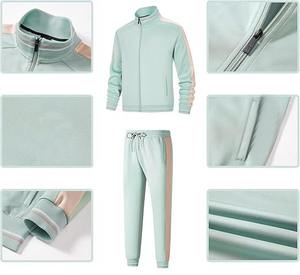 ชุดออกกำลังกายมีฮู้ดแบบมีซิปผ้าขนแกะแห้งเร็วชุดออกกำลังกายสองชิ้นสำหรับฤดูหนาว - Product Image 6