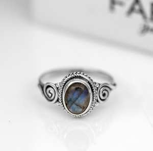 Anillo de labradorita de corte ovalado para mujer de Plata de Ley 925, joyería de piedras preciosas, regalo en caja - Product Image 1