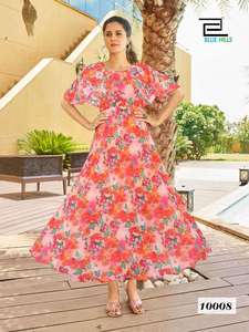 Nuevo Diseño Occidental, Kurta Anarkali de Georgette con Estampado Floral para Mujer, Producto Hecho a Mano al por Mayor, Forma Personalizada, Exportación, MarutiFashion - Product Image 5