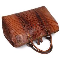 Bolsas de Viaje de Cuero Genuino con Patrón de Cocodrilo, Bolsas de Lona Marrones de Lujo de Gran Capacidad, a la Moda, con Logotipo Personalizado
