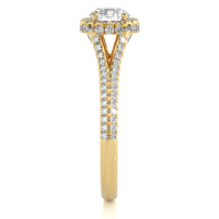 Bague de fiançailles Aniva Classic Factory Custom avec diamant de laboratoire certifié IGI VVS CVD, or 10K 14K, halo double rangée de diamants sur la tige