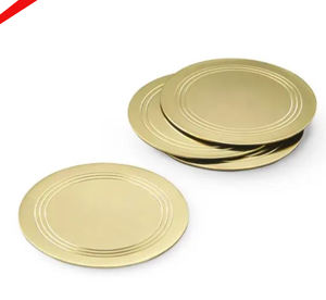 Juego de posavasos con acabado dorado de forma redonda de New Look para hotel - Product Image 1