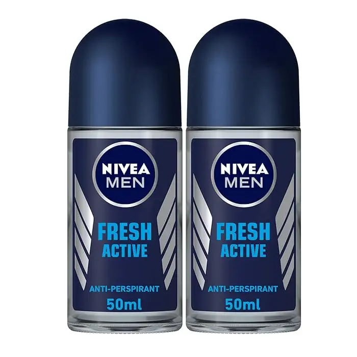 NIVEA MEN Antiperspirant Roll-on for Men, Fresh Active Fresh Scent, 2x50ml