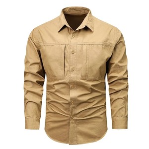 เสื้อผู้ชายแขนยาวสี2025คอตตอน100% สียีนส์คอปกของผู้ชาย - Product Image 5