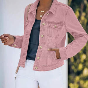 Chaqueta vaquera con estampado personalizado de alta calidad para mujer, ropa de invierno de algodón de punto transpirable más vendida, venta al por mayor - Product Image 5