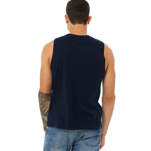 Camisetas sin mangas de algodón Reyna hilado en anillo peinado azul real Camisetas sin mangas de lona Bella para hombre Precio al por mayor - Product Image 6