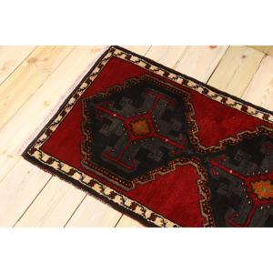 Tapis turc vintage 2x3,7 pieds, tapis en laine rouge à imprimé animal - Product Image 4