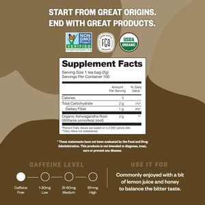 FGO Organic Ashwagandha <b>Tea</b>, 100 Count, Eco-Conscious Herbal <b>Tea</b> Bags - Product Image 3