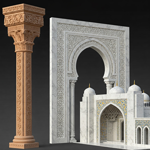 Mármol Natural Premium, Patrones Islámicos Modernos para Interiores/Exteriores de Mezquitas y Dargah, Tallados a Mano, Resistentes a la Intemperie, Personalizables - Product Image 3