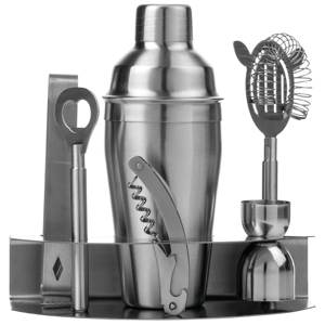 Premium Portable Stainless Steel <b>Cocktail</b> <b>Shaker</b> <b>Set</b> with Wooden Stand Complete Bartender Tool Kit for Home Bar & Parties - Product Image 6