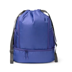 Zaino sportivo in RPET turchese sostenibile con coulisse per gadget promozionali - Product Image 2