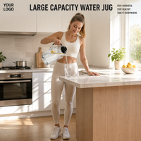Bouteille d'eau portable réutilisable en PC de grande capacité, résistante aux chocs, de qualité alimentaire, pour hommes, fitness, bureau, avec motif lettre