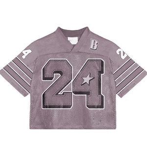 Hombre personalizado recortado de gran tamaño Vintage Streetwear deportes Retro americano Boxy malla 100% algodón camisetas para hombres suelto ajuste impreso - Product Image 1