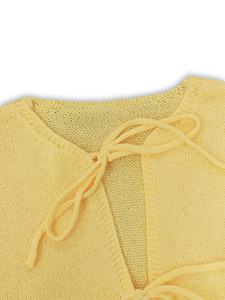 <span class=keywords><strong>Cardigan</strong></span> Corto da <span class=keywords><strong>Donna</strong></span> Vintage Casual in Maglia, Moda Quotidiana per Tutte le Stagioni, <span class=keywords><strong>Giallo</strong></span> Oca, Mezza Manica, con Laccetti, Vestibilità Ampia - Product Image 2