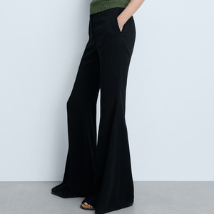 Pantalon évasé de couleur unie pour femmes Pantalon élastique respirant Streetwear Pantalon évasé en gros - Product Image 3