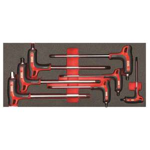 Juego de 7 llaves hexagonales con mango bimaterial y cabezal esférico con módulo de esponja para bricolaje y uso doméstico - Product Image 1