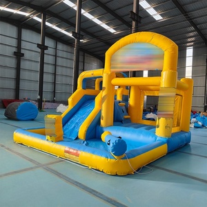 <span class=keywords><strong>Château</strong></span> Gonflable Jaune Dessin Animé avec Toboggan Eau, Piscine et Pistolet Eau pour Fêtes Jardin Enfants - Product Image 2