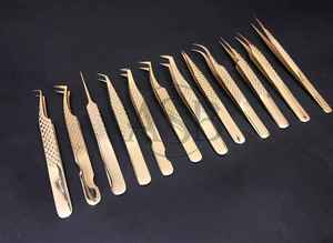 คีมหนีบขนตาปลอมสแตนเลสแบบญี่ปุ่น24K ด้ามเพชรคีมหนีบขนตาปลอม - Product Image 3