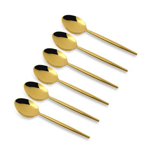 Fourchette de luxe MAKREY en acier inoxydable haut de gamme, motif ovale minimaliste, finition dorée brillante, compatible lave-vaisselle - Product Image 3