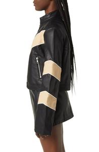 Chaqueta de bombardero universitaria Vintage Unisex para hombre, abrigo deportivo de talla grande, bordado a prueba de viento, ropa de calle de retales de cuero universitario - Product Image 4