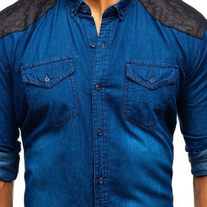 เสื้อเชิ้ตแขนยาวผ้าซาตินสำหรับผู้ชายเสื้อยีนส์ถักระบายอากาศ - Product Image 5