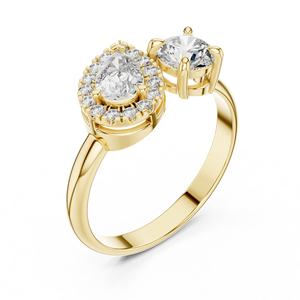 Anillo de compromiso de lujo chapado en rodio con diamante cultivado en laboratorio con corte de pera TOI ET MOI, ideal para regalo de San Valentín o uso diario, conjunto de anillos de oro amarillo de 18 quilates - Product Image 2