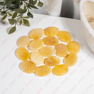Premium Natural Yellow Aventurine <b>Worry</b> Stones Oval Shape Semi Precious Crystal For Decoration Meditation Pocket <b>Stone</b> At Bulk - Product Image 1
