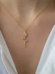 Collier en argent 925 avec zircon blanc, collier de charme certifié GIA, cadeau mignon pour elle - Product Image 3