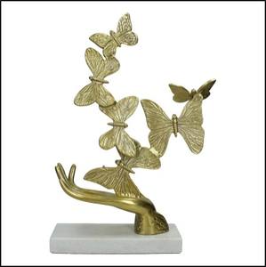 Aporia Anneaux de serviette papillon en aluminium avec base en marbre Sculpture en métal - Product Image 2