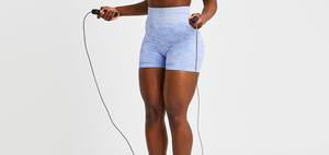 Shorts de yoga sans couture taille haute pour femmes, shorts de compression bleus pour l'entraînement, shorts de cycliste, vêtements de sport pour la salle de sport - Product Image 6