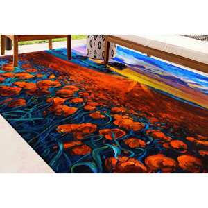Alfombra Estampada: Vibrante Paisaje Floral de Campo al Atardecer, Decoración para Oficina, Guardería, Salón, Alfombra de Baño, Alfombra de Chenilla - Product Image 2