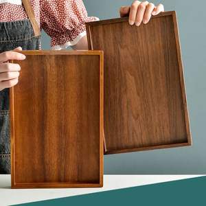 Wholesale Custom Large Small Size Rustic Brown Round Walnut <b>Wood</b> <b>Serving</b> Food <b>Tray</b> with Handles SARVING <b>TRAYS</b> NATURAL - Product Image 4