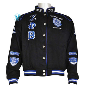 Zeta Phi Beta Racing Twill Veste Bleu Royal Coton Brodé Sororité Logos Élégant Durable Survêtement pour Sorors - Product Image 5