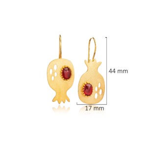 Pendientes de Oro de 22K con Diseño de Granada, Estilo Vintage, Hechos a Mano en Turquía, Venta al por Mayor, Pendientes con Gancho de Plata 925 - Product Image 3