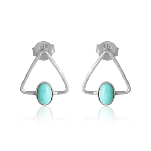 Boucles d'oreilles lustre en argent sterling 925 Bijoux plaqués rhodium blanc Boucles d'oreilles en pierres précieuses Arizona Turquoise en gros - Product Image 4